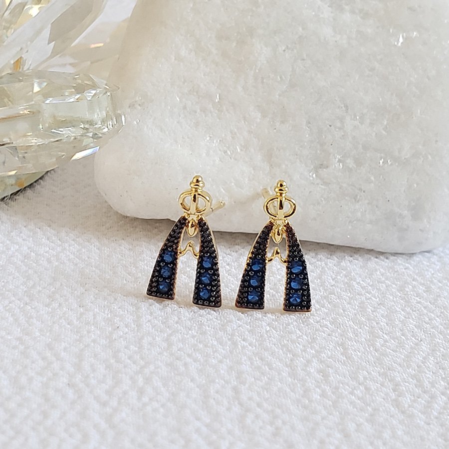 BRINCO NOSSA SENHORA APARECIDA COM ZIRCÔNIAS AZUL