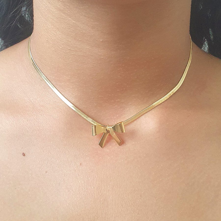 CORRENTE FEMININA FITA LISA COM UM LAÇO
