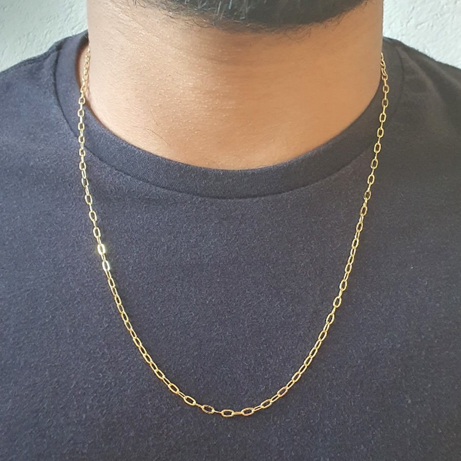 CORRENTE MASCULINA FINA ELOS OVAIS 3MM 60CM