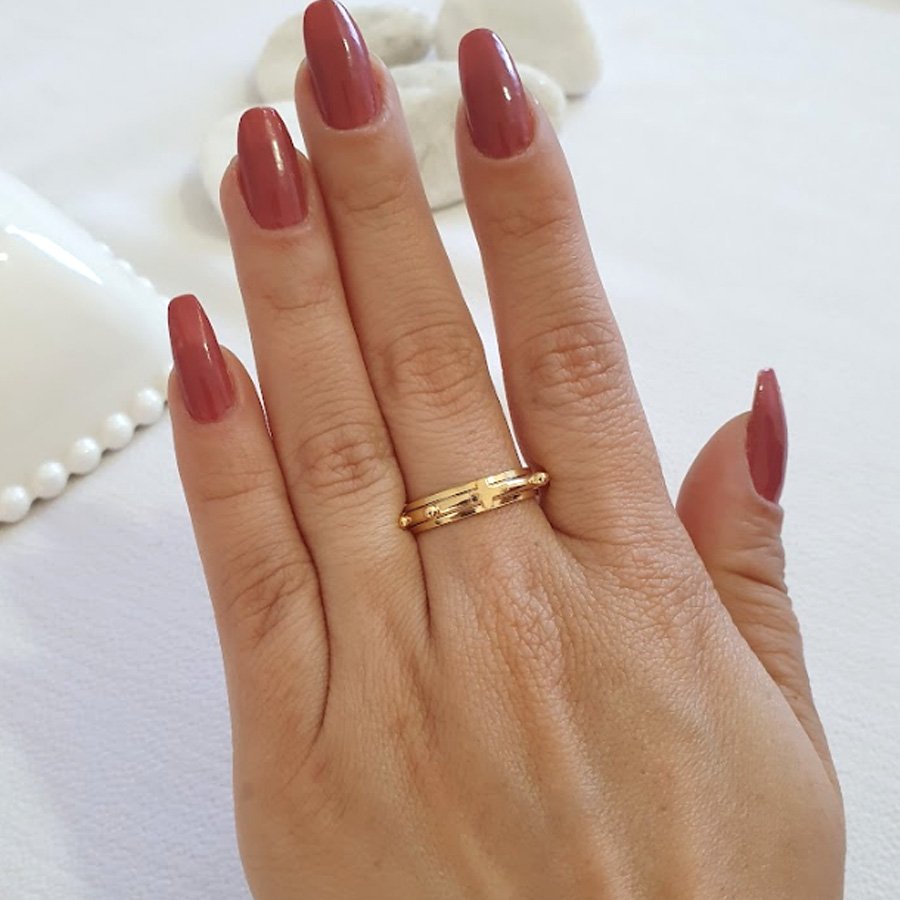 ANEL TERÇO COM CRUZ E BOLINHAS (GIRATÓRIO)