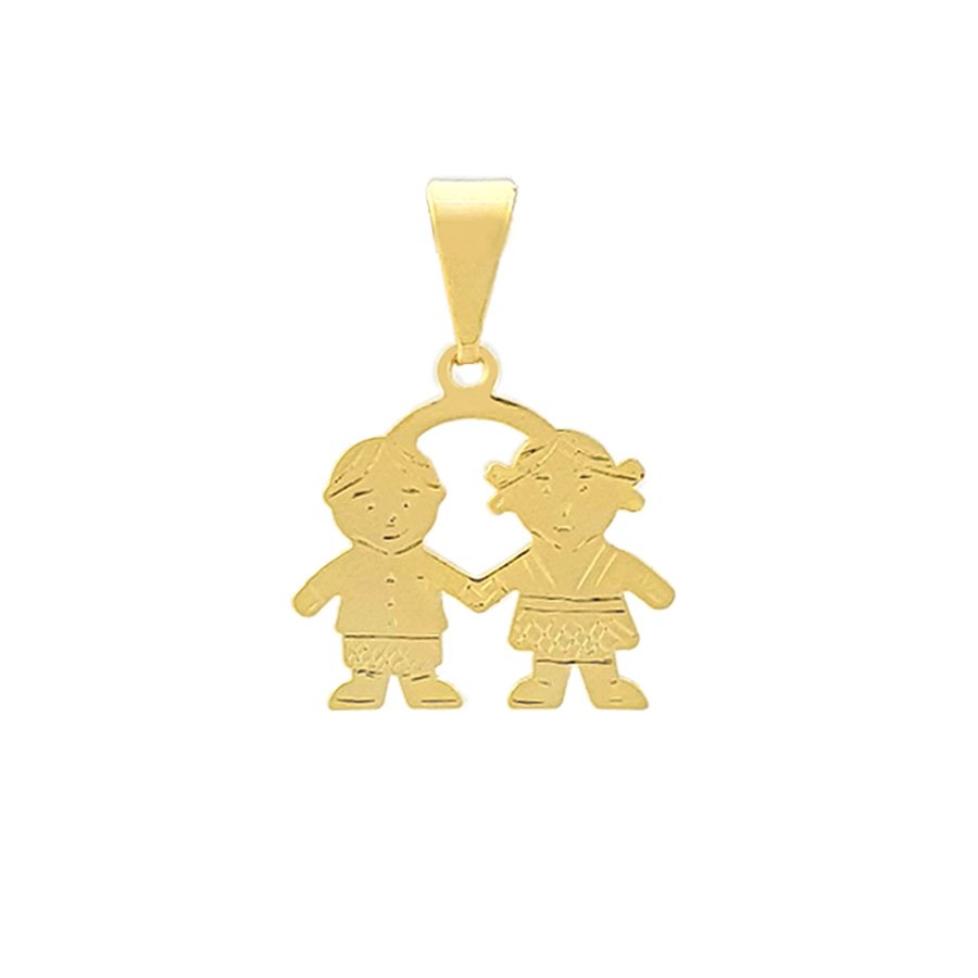 PINGENTE DE DUAS MENINAS E DE DOIS MENINOS EM BAIXO RELEVO
