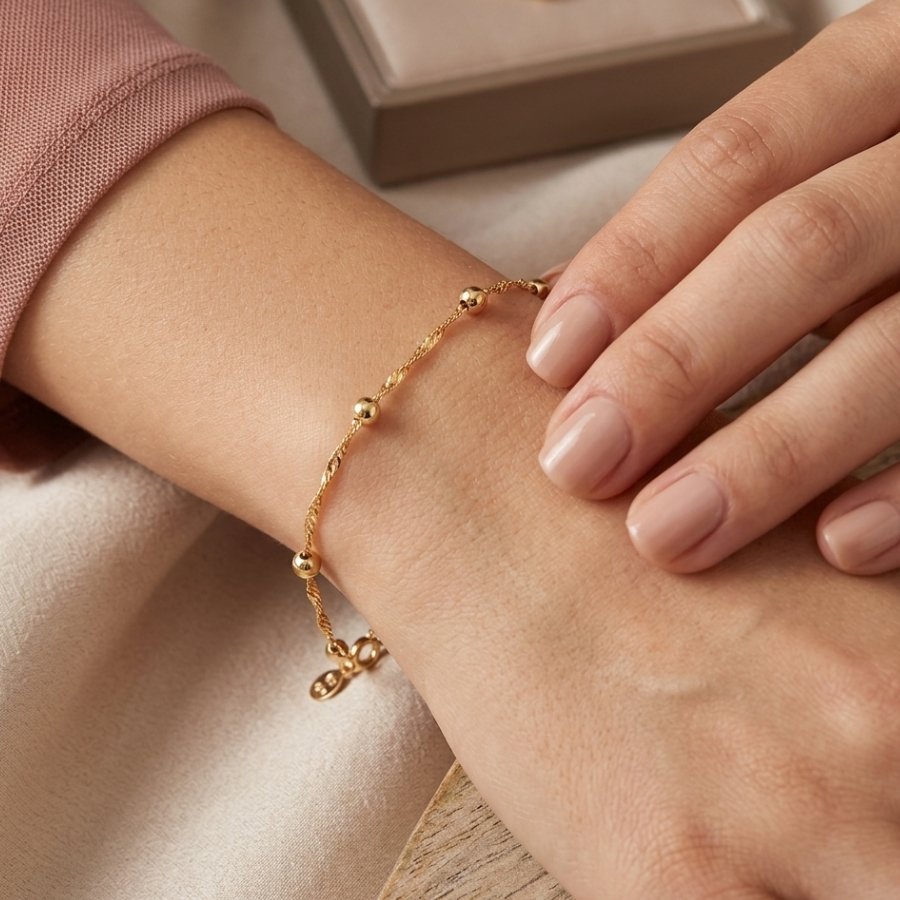 PULSEIRA FEMININA MALHA TORCIDA COM BOLINHAS LISAS
