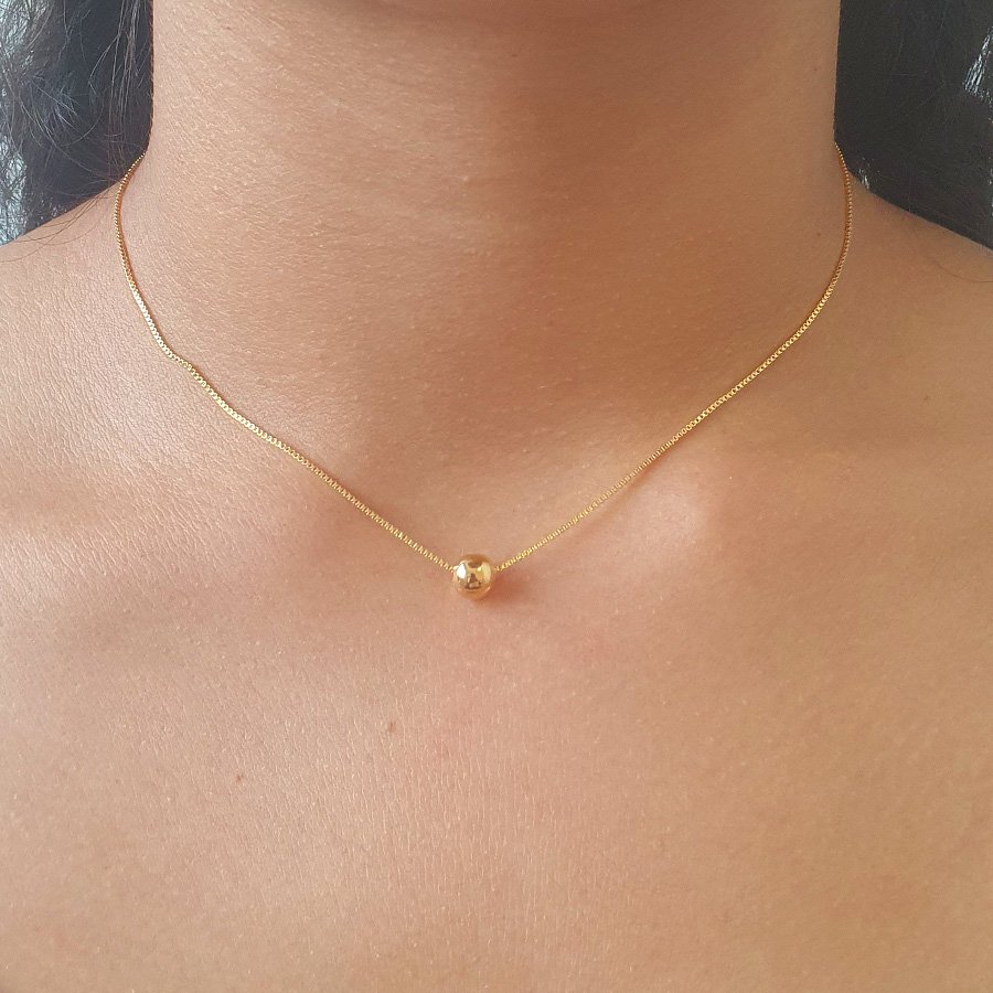 CORRENTE FEMININA FIO ITALIANO COM BOLINHA