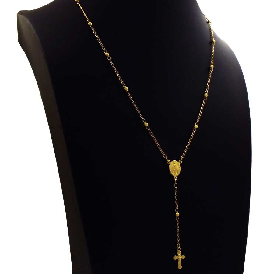 CORRENTE TERÇO COM ONZE BOLINHAS 3MM E NOSSA SENHORA DAS GRA