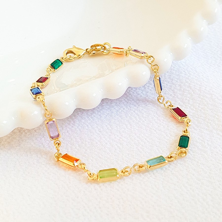 PULSEIRA FEMININA MALHA DE ZIRCÔNIAS QUADRADA