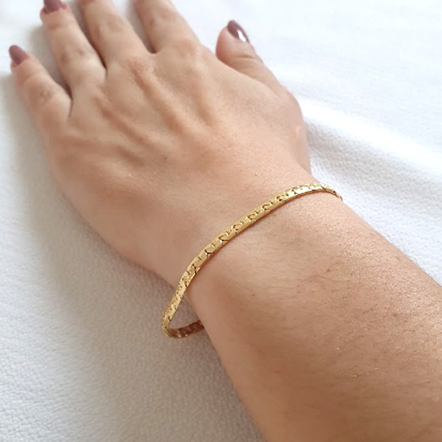PULSEIRA FEMININA MALHA TRABALHADA 3MM 19,5CM