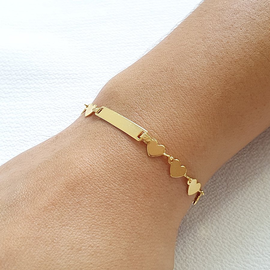 PULSEIRA INFANTIL CHAPA COM CORAÇÕES LISOS