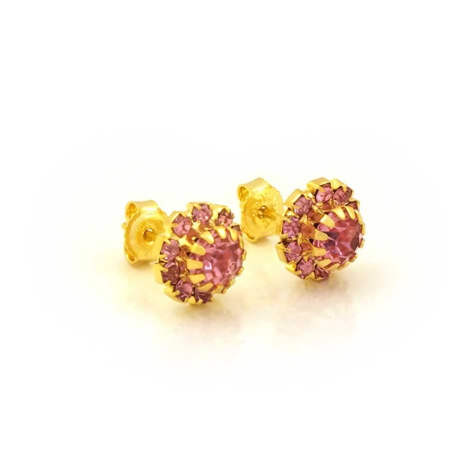 BRINCO DE FLOR COM PEDRAS DE STRASS