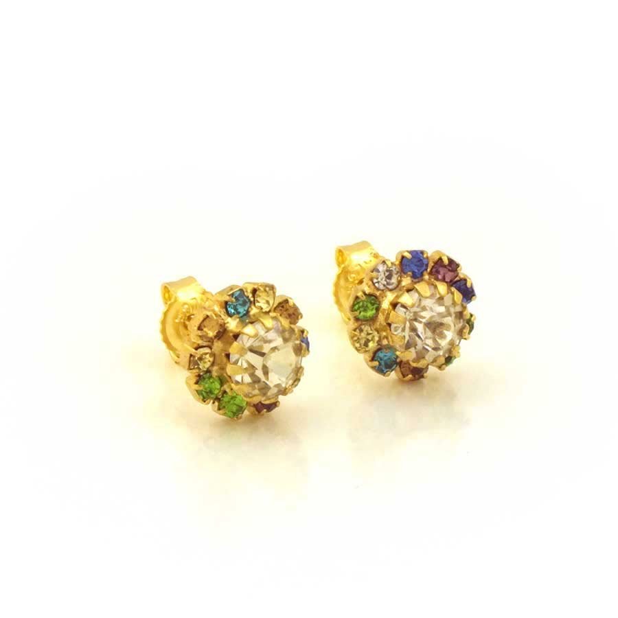 BRINCO DE FLOR COM PEDRAS DE STRASS