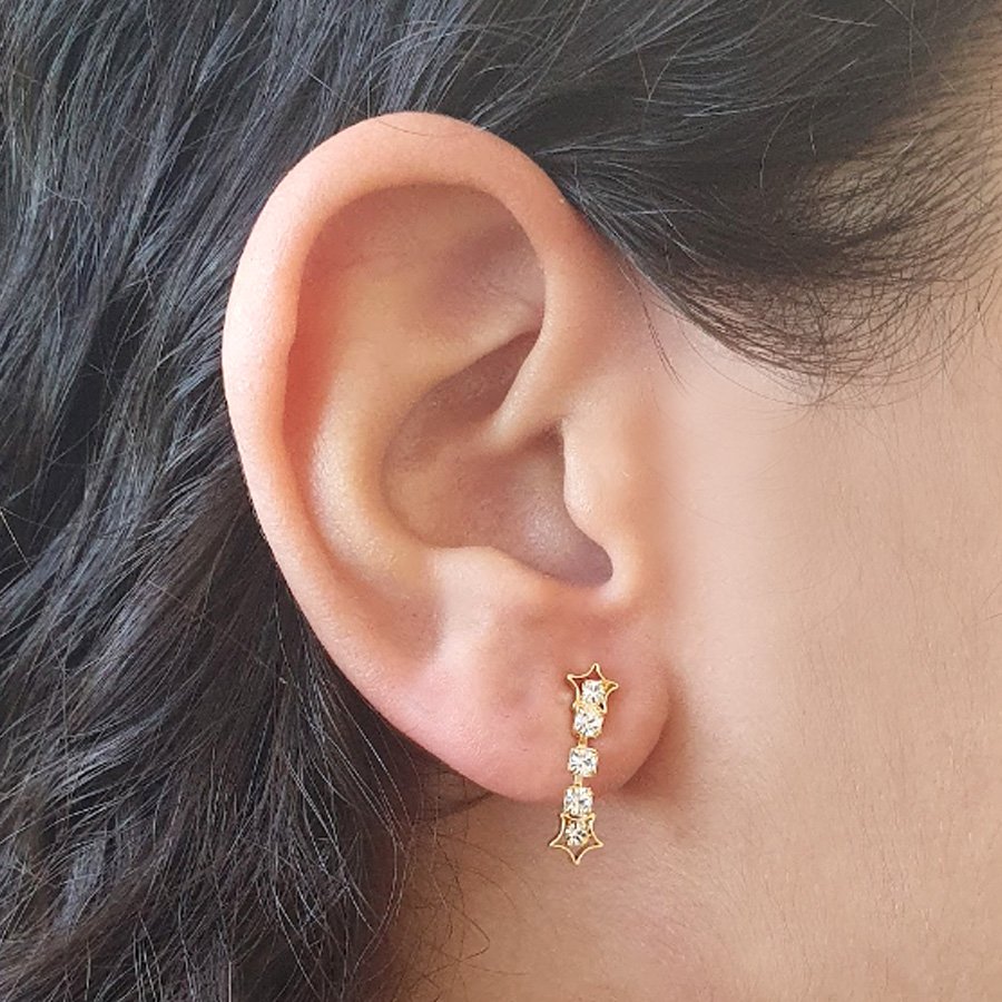 BRINCO COM DUAS ESTRELAS COM STRASS