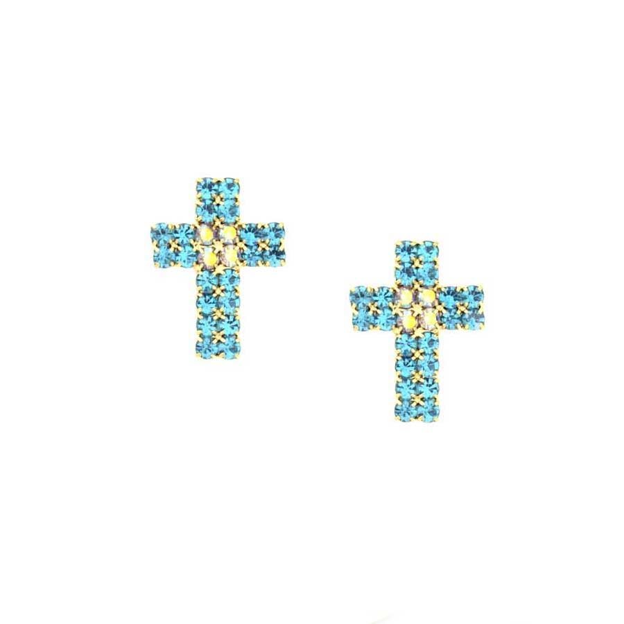 BRINCO DE CRUZ COM PEDRAS DE STRASS FURTA-COR