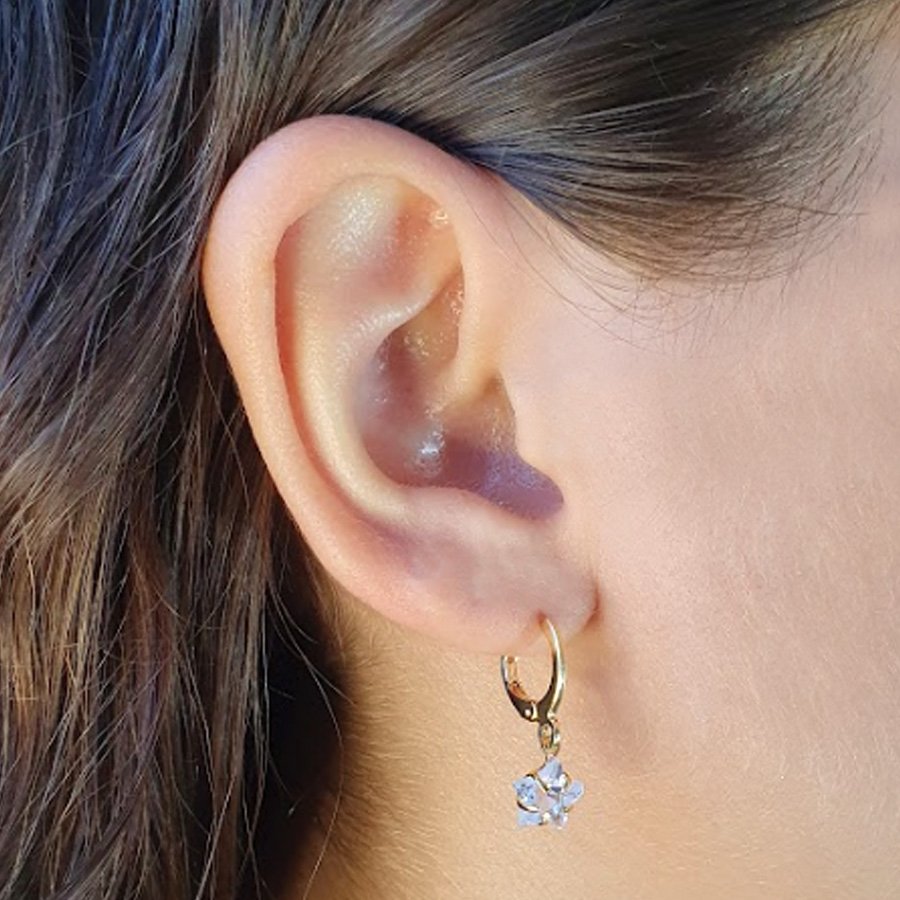 BRINCO ARGOLA COM ESTRELA DE ZIRCÔNIA 2,3CM