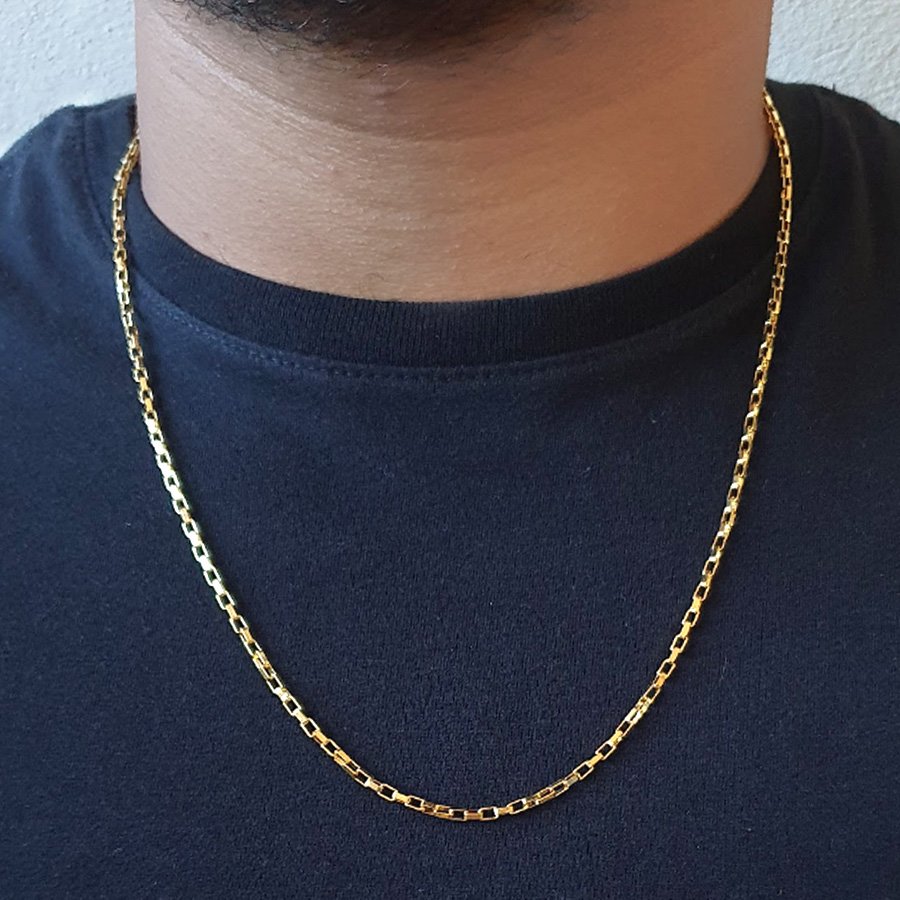 CORRENTE MASCULINA ELOS QUADRADOS VENEZIANA 2,5MM 60CM