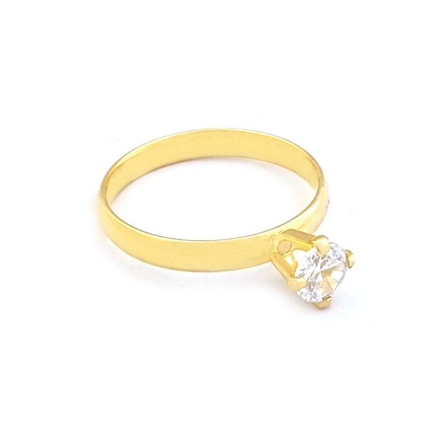 ANEL SOLITÁRIO LISO COM PEDRA DE ZIRCÔNIA