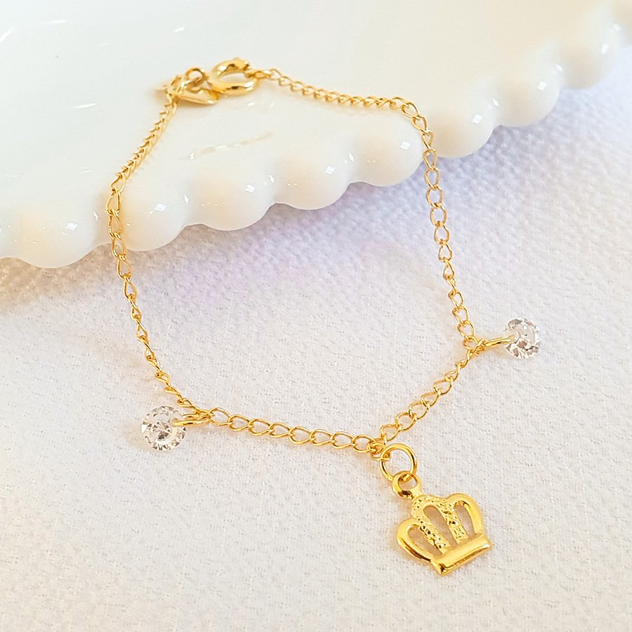 PULSEIRA INFANTIL COROA COM DUAS PEDRAS