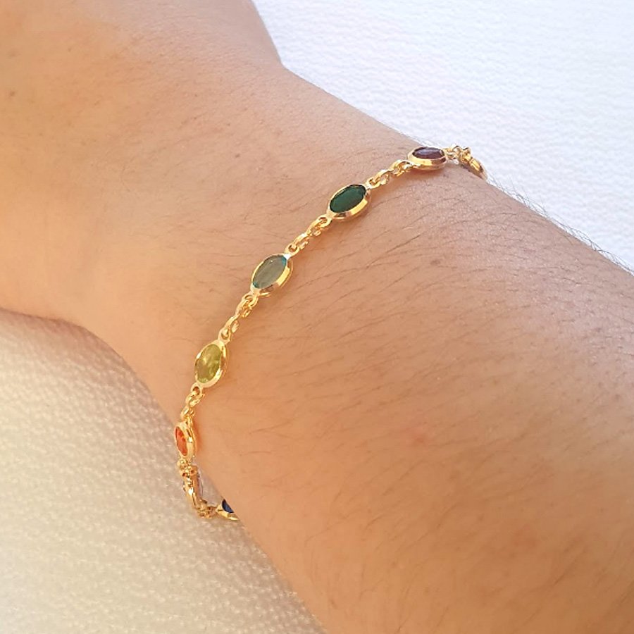 PULSEIRA FEMININA MALHA DE ZIRCÔNIAS OVAIS 5MM 18CM