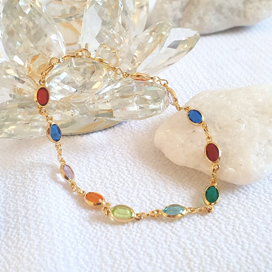 PULSEIRA FEMININA MALHA DE ZIRCÔNIAS OVAIS 5MM 18CM