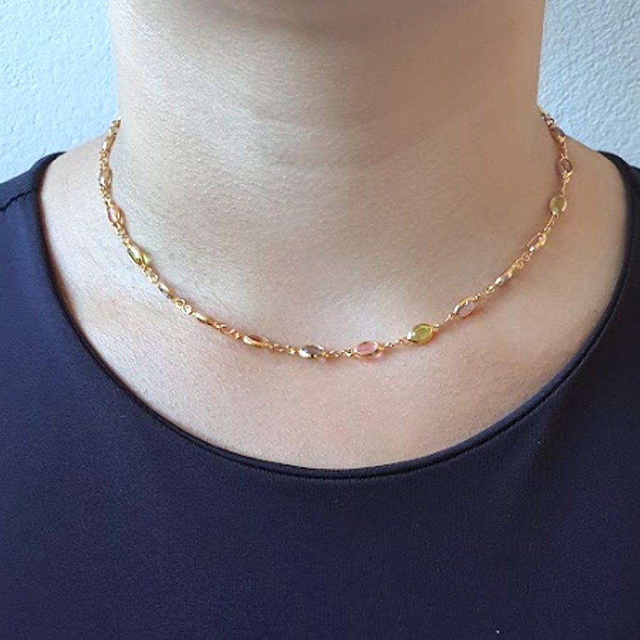 CORRENTE FEMININA DE MALHA DE ZIRCÔNIAS