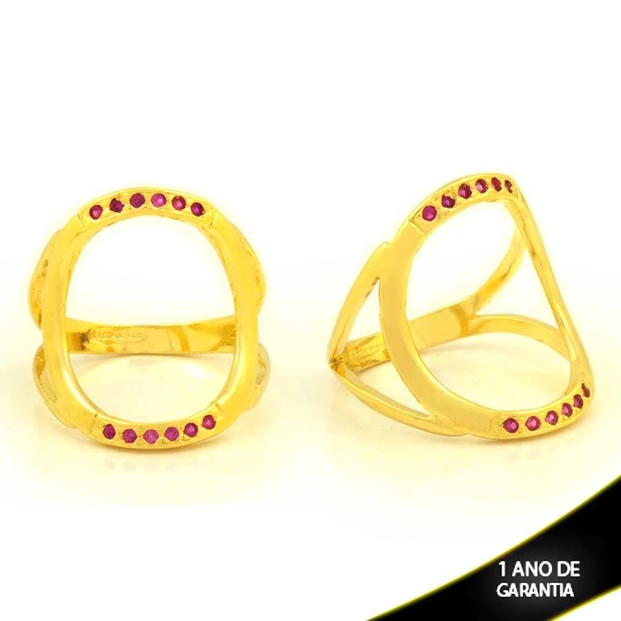 ANEL OVAL VAZADO COM ZIRCÔNIAS