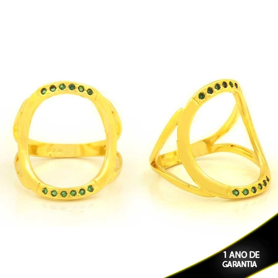ANEL OVAL VAZADO COM ZIRCÔNIAS