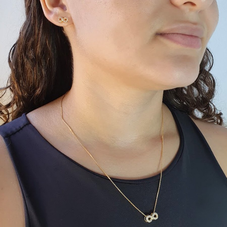 CONJUNTO SÍMBOLO DO INFINITO COM ZIRCÔNIAS