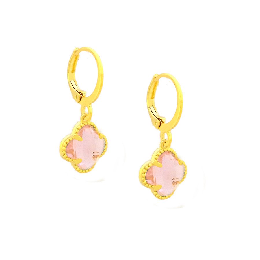 BRINCO DE ARGOLA FLOR PEQUENA COM PEDRA