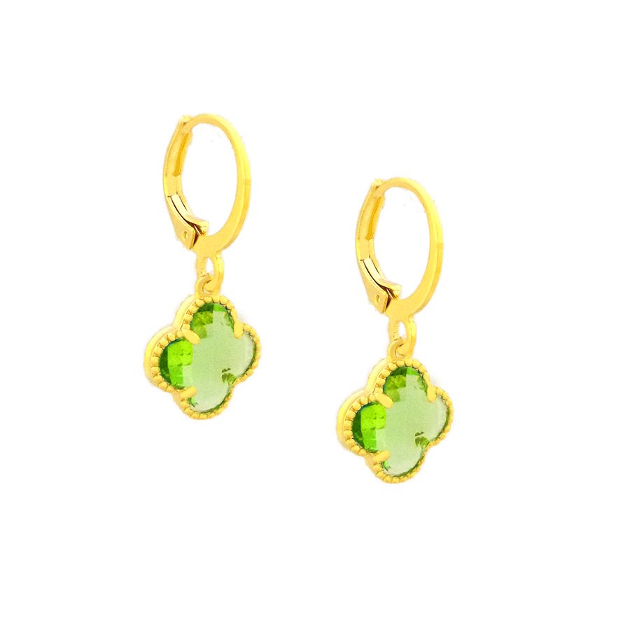 BRINCO DE ARGOLA FLOR PEQUENA COM PEDRA