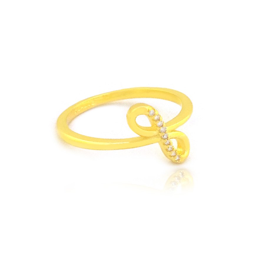 ANEL LISO COM SÍMBOLO DO INFINITO E ZIRCÔNIAS