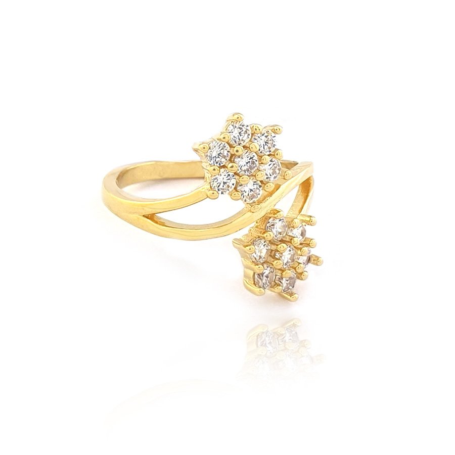 ANEL COM DUAS FLOR DE ZIRCÔNIAS