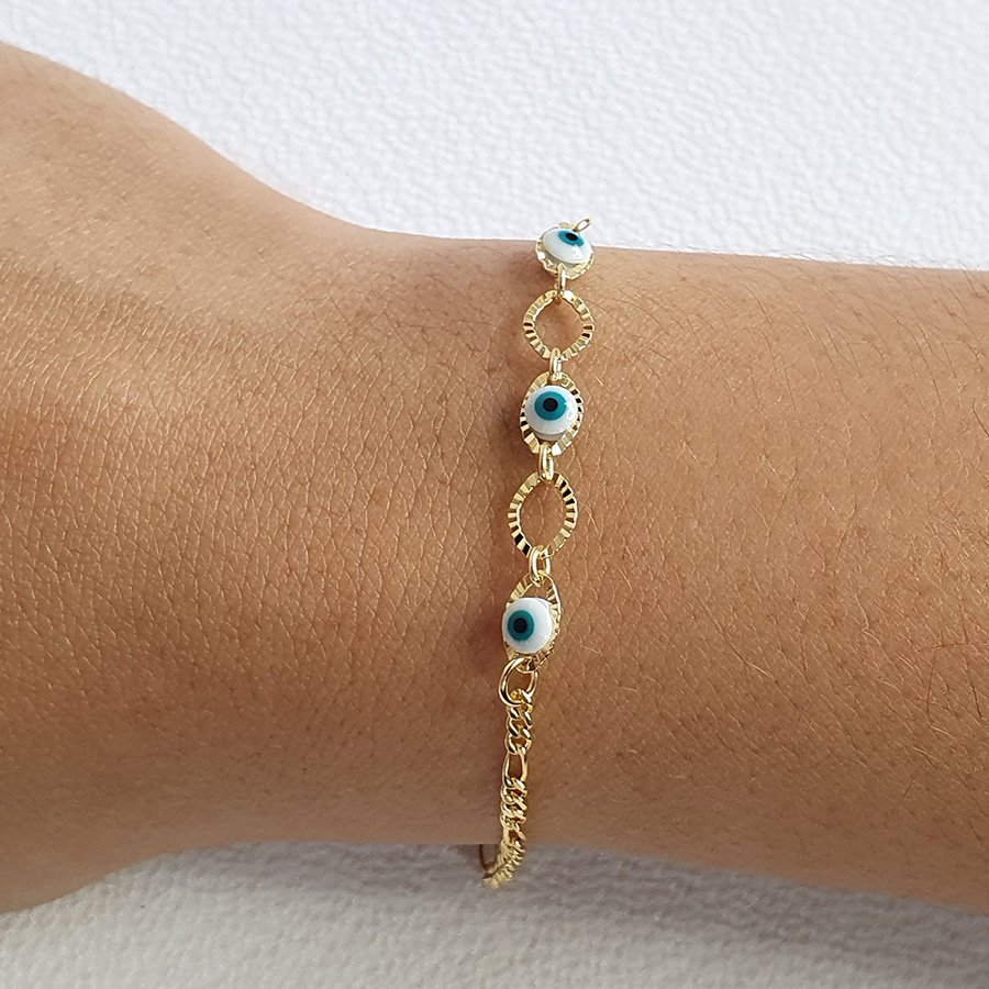 PULSEIRA FEMININA 3X1 COM TRÊS OLHO GREGO