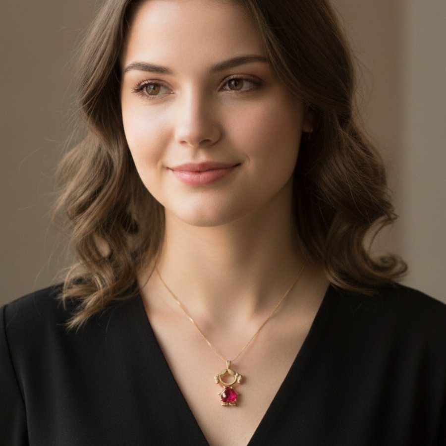 PINGENTE MENINA COM PEDRA NO MEIO