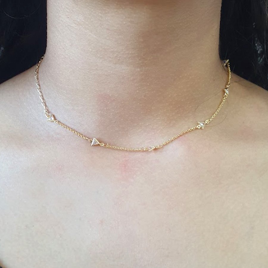 CORRENTE FEMININA ELO PORTUGÊS COM TRIÂNGULOS