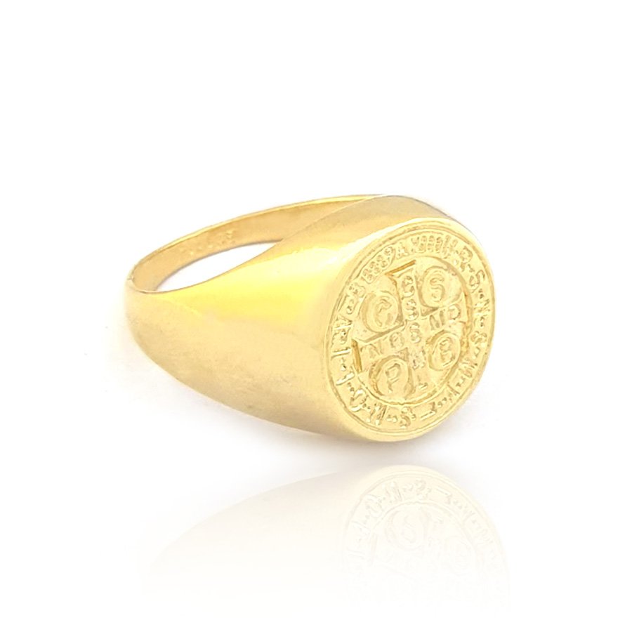 ANEL LISO REDONDO COM MEDALHA DE SAO BENTO