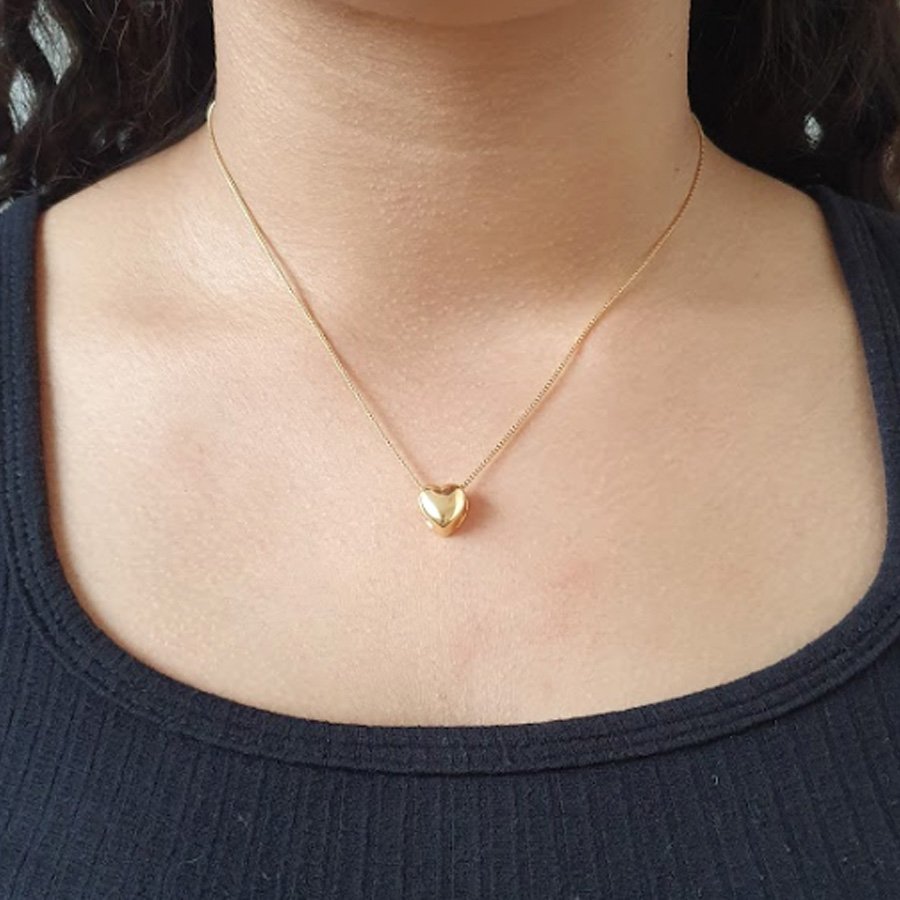 CORRENTE FEMININA FIO ITALIANO COM UM CORAÇÃO LISO