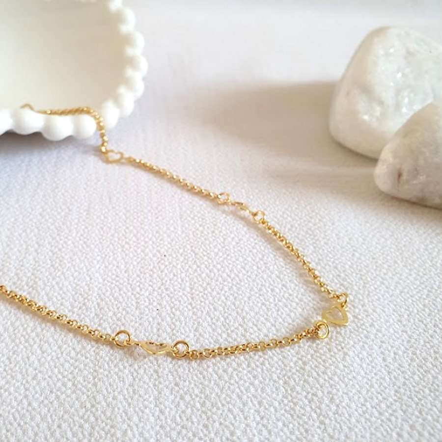 CORRENTE INFANTIL COM CORAÇÕES LISOS ELO PORTUGUÊS