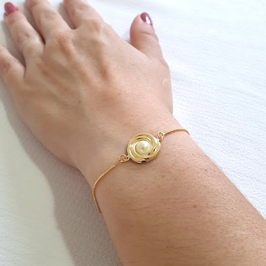 PULSEIRA FEMININA REDONDO TORCIDO COM MEIA PÉROLA