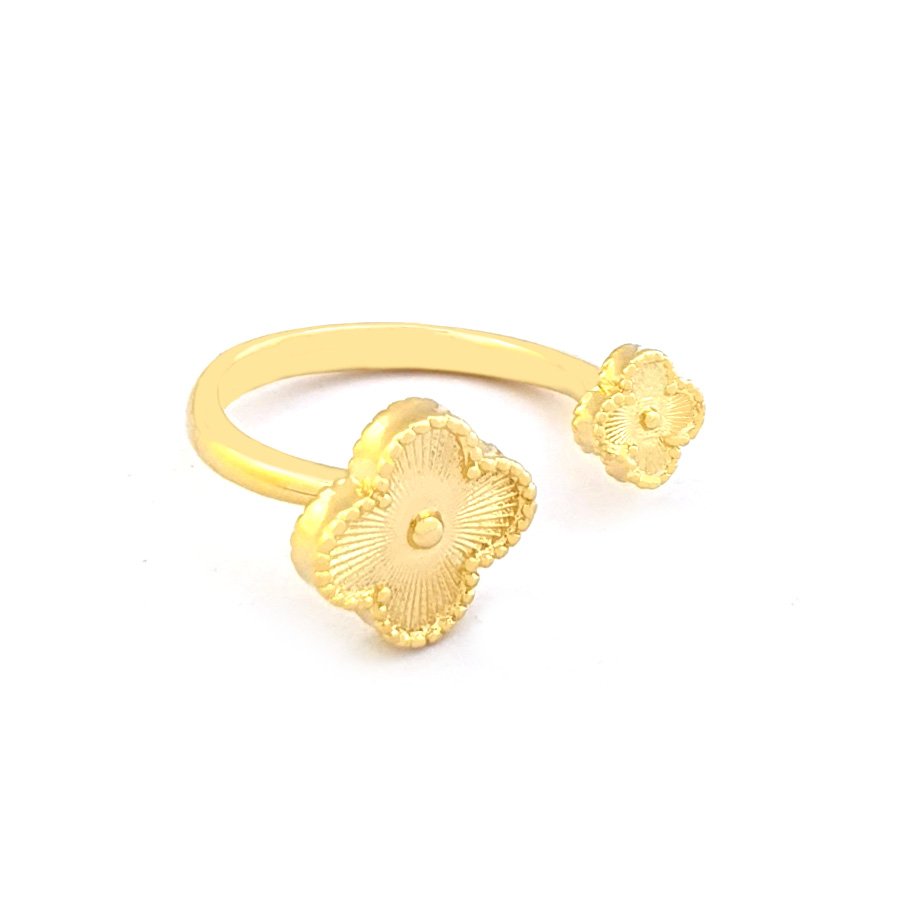 ANEL COM DOIS TREVOS DIAMANTADO