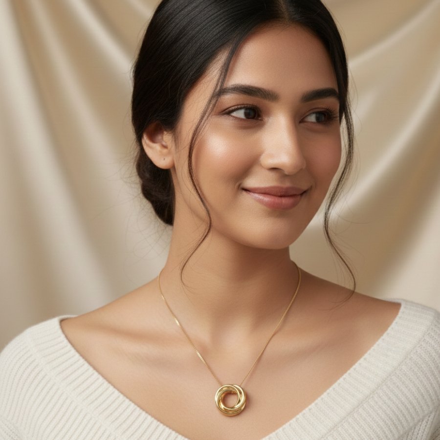 CORRENTE FEMININA FIO ITALIANO COM REDONDO TORCIDO VAZADO