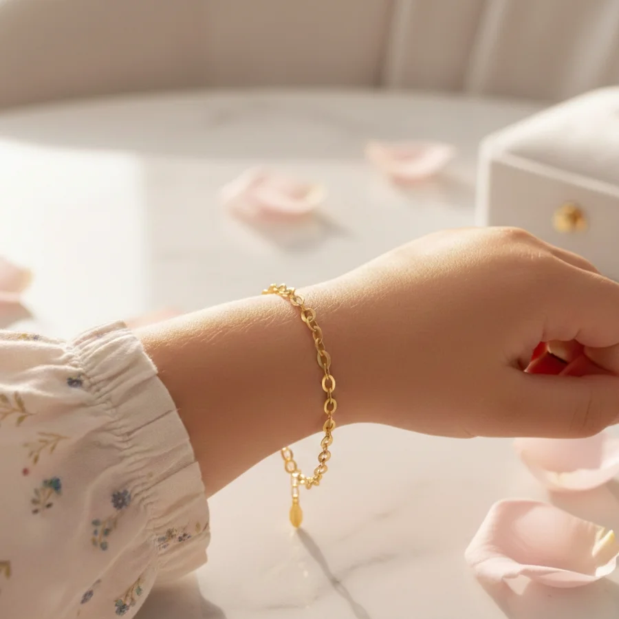 PULSEIRA INFANTIL FINA COM ELOS REDONDOS PEQUENOS