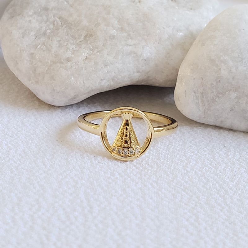 ANEL COM NOSSA SENHORA APARECIDA COM ZIRCÔNIAS