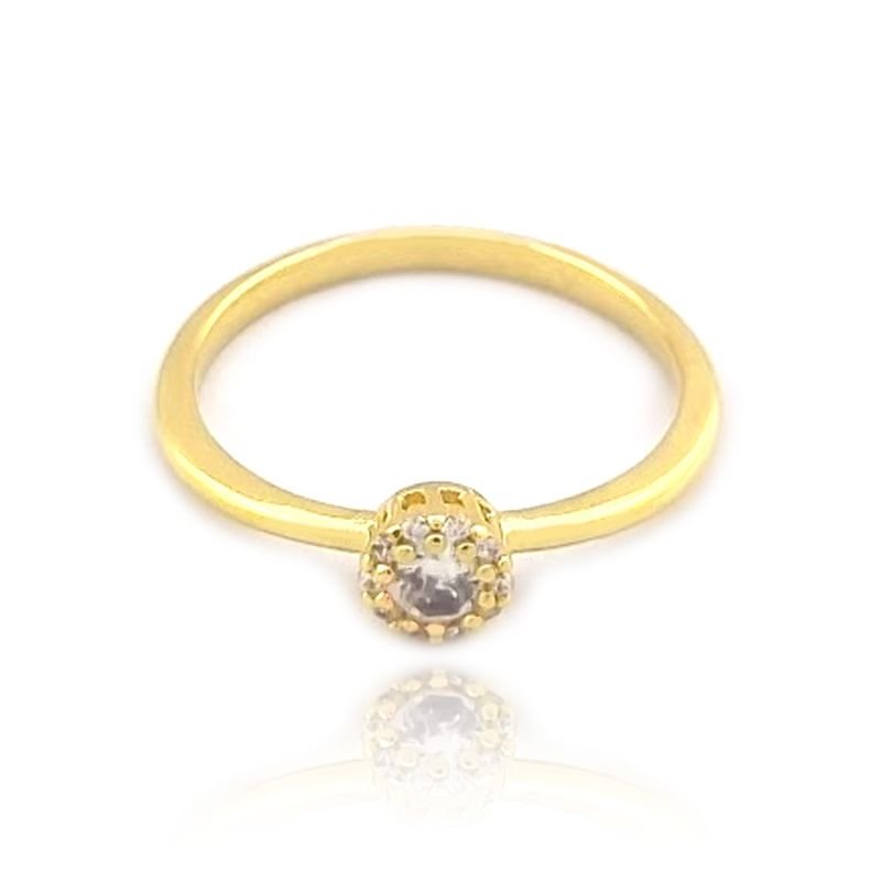 ANEL COM PEDRA REDONDA E ZIRCÔNIAS EM VOLTA