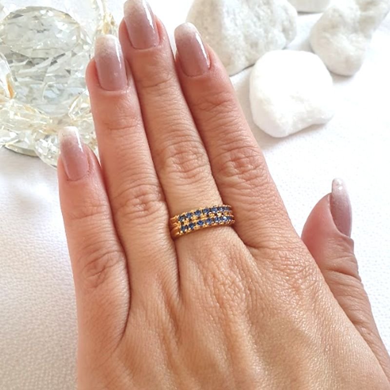 ANEL MEIA ALIANÇA DUPLA COM STRASS
