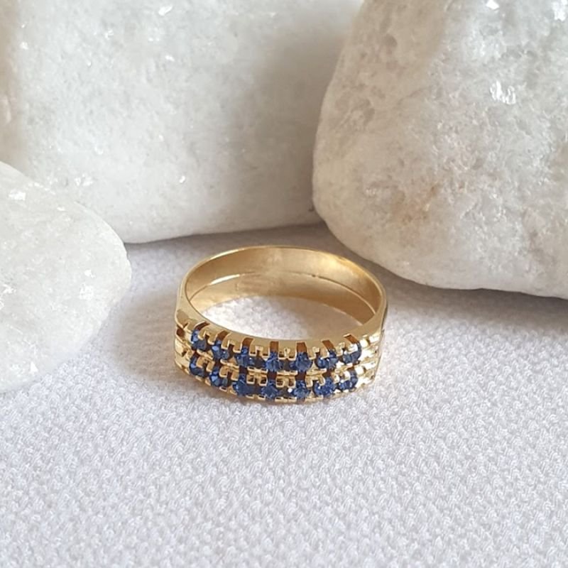 ANEL MEIA ALIANÇA DUPLA COM STRASS