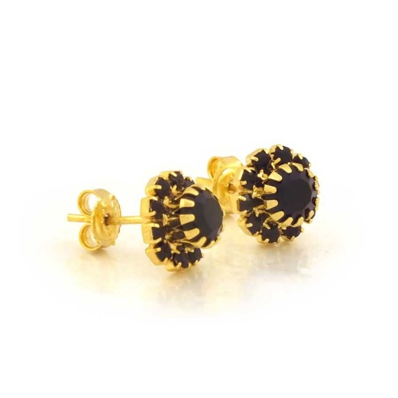 BRINCO DE FLOR COM PEDRAS DE STRASS
