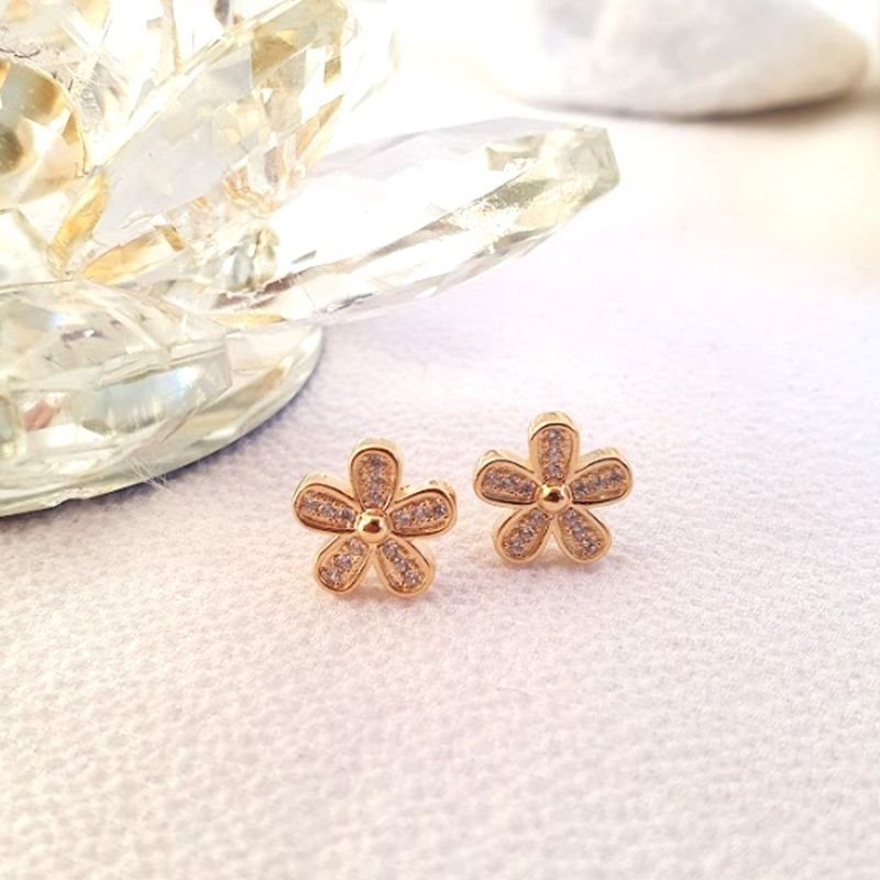 BRINCO DE FLOR COM ZIRCÔNIAS - GRANDE