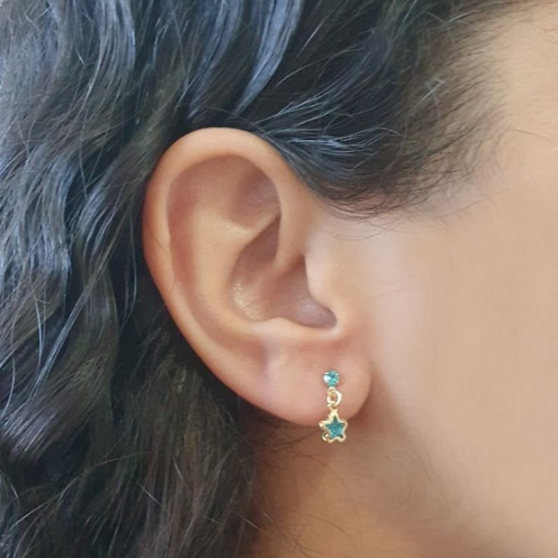 BRINCO ESTRELA PENDURADA COM STRASS