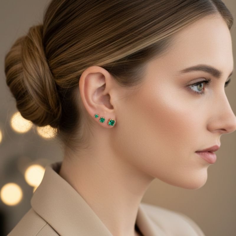 BRINCO QUADRADO COM PEDRA DE ZIRCÔNIA - TRIO