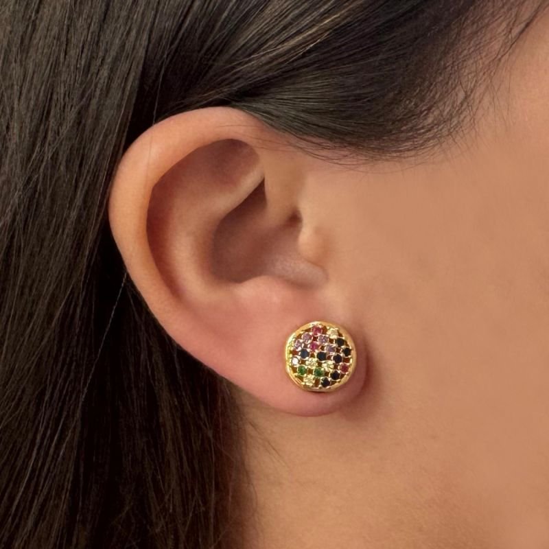 BRINCO REDONDO COM ZIRCÔNIAS COLORIDAS 1,2CM