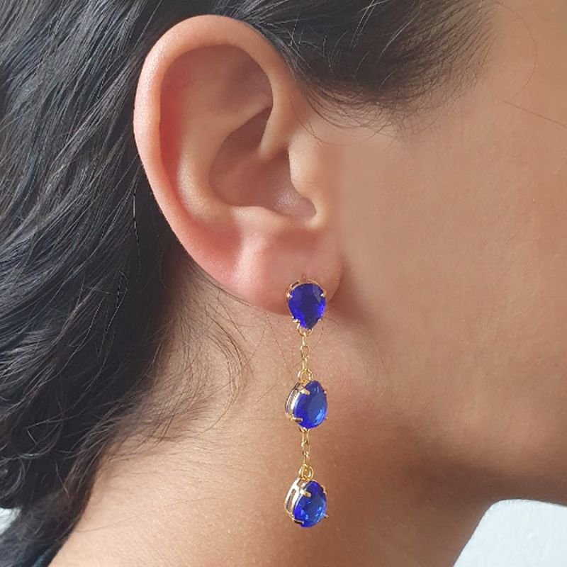 BRINCO TRÊS GOTAS DE ZIRCÔNIAS