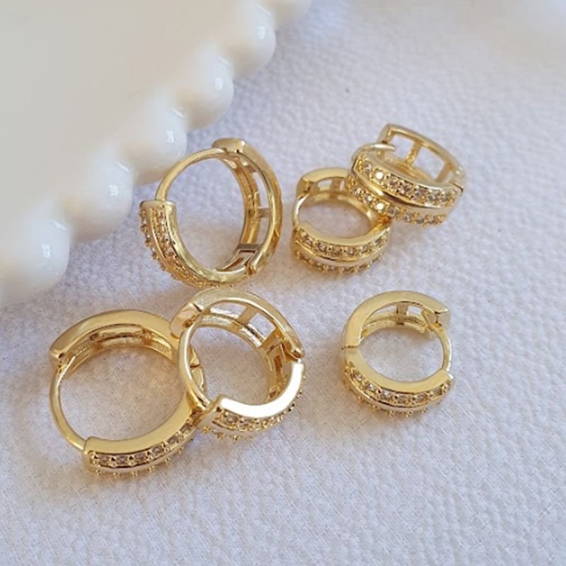 BRINCO TRIO DE ARGOLA DUAS FILEIRAS COM ZIRCÔNIAS
